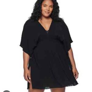 LAUREN RALPH LAUREN Black Sleeveless Knee Length Womens swim cover up